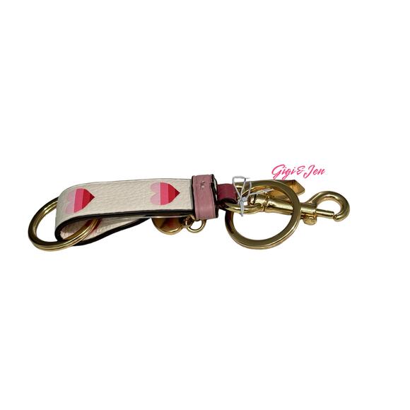Coach trigger snap bag charm striped heart NEW - Picture 6 of 6